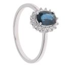 9ct White Gold 0.11ct Diamond and Sapphire Cluster Ring