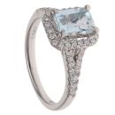 18ct White Gold 0.29ct Brilliant Cut Diamond and Aquamarine Cluster Ring