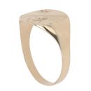 9ct Yellow Gold 0.05ct Diamond Patterned Signet Ring