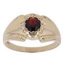 9ct Yellow Gold Garnet Patterned Signet Ring