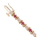 9ct Yellow Gold 0.10ct Diamond and Ruby Bracelet 7.5"