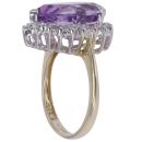9ct Yellow Gold 0.10ct Diamond and Amethyst Cluster Ring
