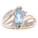9ct Yellow Gold 0.07ct Diamond And Topaz Ring