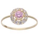 14ct Yellow Gold Child's Pink & Cubic Zirconia Halo Cluster ring