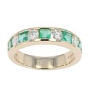 9ct Yellow Gold Diamond And Emerald Eternity Ring by Anya Belle