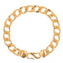 22ct Yellow Gold Patterned and Plain Curb Bracelet 7.5"