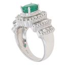 14ct White Gold 1.25ct Baguette Cut Diamond And Emerald Cluster Ring