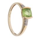 9ct Yellow Gold 0.02ct Brilliant Cut Diamond and Peridot Solitaire Ring