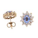 9ct Yellow Gold 0.40ct Brilliant Cut Diamond And Sapphire Cluster Stud Earrings