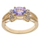 18ct Yellow Gold 0.02ct Diamond And Tanzanite Ring