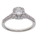 Platinum 0.85ct Radiant and Brilliant Cut Diamond Cluster Ring