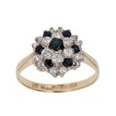 9ct Yellow Gold Cubic Zirconia and Sapphire Cluster Ring