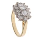 18ct Yellow Gold 0.85ct Brilliant And Baguette Cut Diamond Cluster Ring
