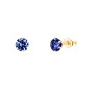 9ct Yellow Gold Tanzanite Cubic Zirconia Stud Earrings 4mm