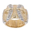 9ct Yellow Gold Cubic Zirconia Double Buckle Ring