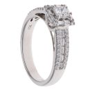18ct White Gold 0.85ct Brilliant, Princess and Baguette Cut Diamond Cluster Ring