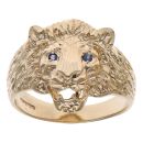 9ct Yellow Gold Sapphire Lion Ring
