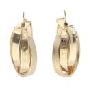 14ct Yellow Gold Greek Key Triple Hoop Earrings