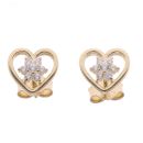 14ct Yellow Gold Child's Heart Cubic Zirconia Stud Earrings