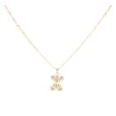 Children's 14ct Yellow And White Gold Cubic Zirconia Teddy Bear Pendant And Chain 18"