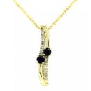 9ct Yellow Gold Diamond And Sapphire Pendant And 16" Chain