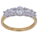 Gold Plated Silver Cubic Zirconia Five Stone Ring