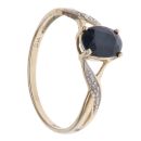 9ct Yellow Gold 0.01ct Diamond and Sapphire Single Stone Ring
