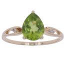 9ct Yellow Gold Cubic Zirconia and Peridot Solitaire Ring
