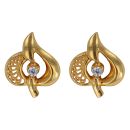 22ct Yellow Gold Cubic Zirconia Leaf Stud Earrings