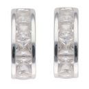 Silver Cubic Zirconia Half Huggies Earrings