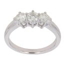 18ct White Gold 1.00ct Brilliant Cut Diamond Trilogy Ring