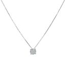 14ct White Gold 0.35ct Brilliant Cut Diamond Cluster Pendant and Chain 16"