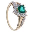 9ct Yellow Gold 0.05ct Diamond and Created Emerald Heart Cluster Ring