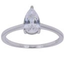 Silver Cubic Zirconia Pear Solitaire Ring