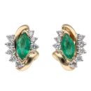 9ct Yellow Gold 0.30ct Brilliant Cut Diamond and Emerald Stud Earrings
