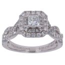 18ct White Gold 0.95ct Princess And Brilliant Cut Diamond Cluster Ring