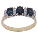 18ct Yellow Gold 0.15ct Brilliant Cut Diamond and Sapphire Ring