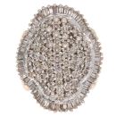 14ct Yellow Gold 4.00ct Brilliant And Baguette Cut Diamond Cluster Ring