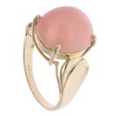 9ct Yellow Gold Pink Jade Cabochon Single Stone Ring