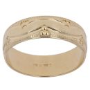 18ct Yellow Gold Patterned Wedding Band 5.14mm