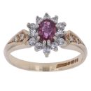 9ct Yellow Gold 0.15ct Diamond and Ruby Cluster Ring