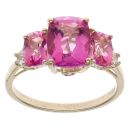 9ct Yellow Gold Cubic Zirconia and Pink Gemstone Ring
