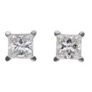 9ct White Gold 2.00ct Princess Cut Lab Grown Diamond Stud Earrings