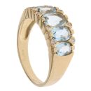18ct Yellow Gold 0.04ct Diamond and Aquamarine Five Stone Ring