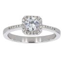 Silver Cubic Zirconia Solitaire Halo Ring by Icesia