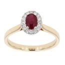 9ct Yellow Gold Certificated Ruby And Diamond Cluster Ring