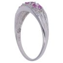 9ct White Gold 0.05ct Brilliant Cut Diamond and Sapphire Three Stone Ring