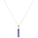 9ct Yellow Gold Sapphire Three Stone Pendant and Chain 16"