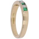 18ct Yellow Gold 0.20ct Princess Cut Diamond and Emerald Half Eternity Ring