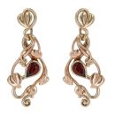 9ct Yellow Gold Garnet Tree Of Life Clogau Earrings